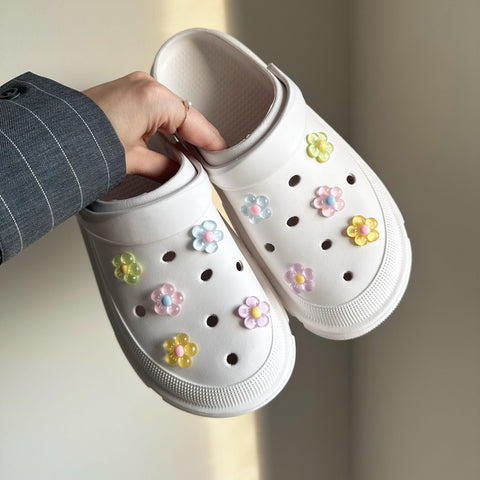 Pastel Jelly Flower Shoe Charm Set of 10 | Clear Transparent Flowers Charms Set