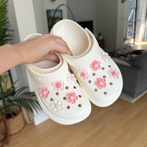Pastel Flower Shoe Charm Set | Clear Transparent Flowers Charms Set