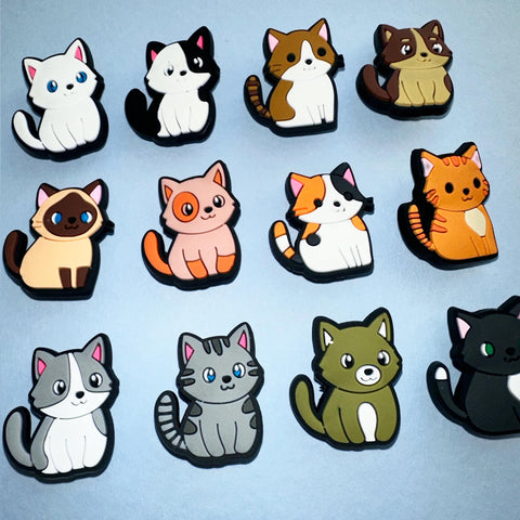 Kitty Cats Shoe Charms | Calico, Siamese, Tabby, British Shorthair, Black Cat Breeds Charm for Shoes
