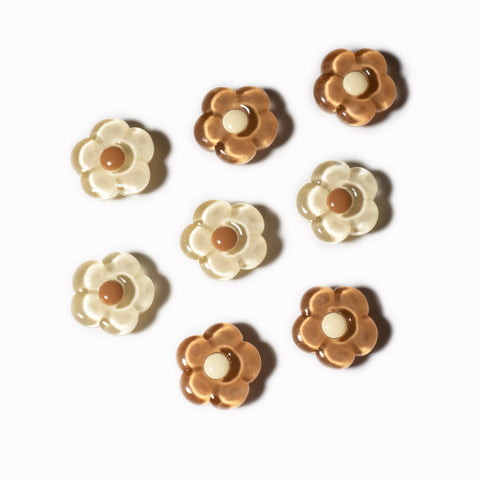 Brown and Cream Jelly Flowers Shoe Charm Set
