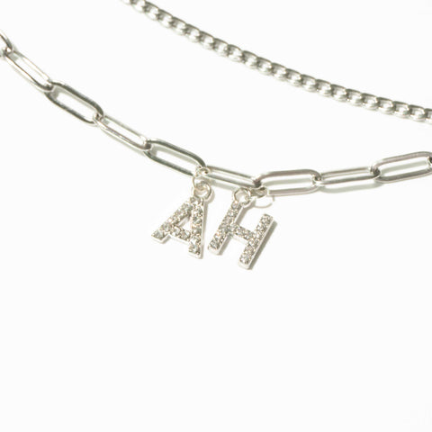 Customisable Letters on Double Strand Shoe Chains in Silver – Bling Font