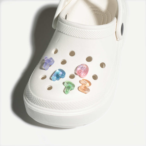 Mini Glitter Jelly Bubble Letter Shoe Charms in Orange Jelly Glitter