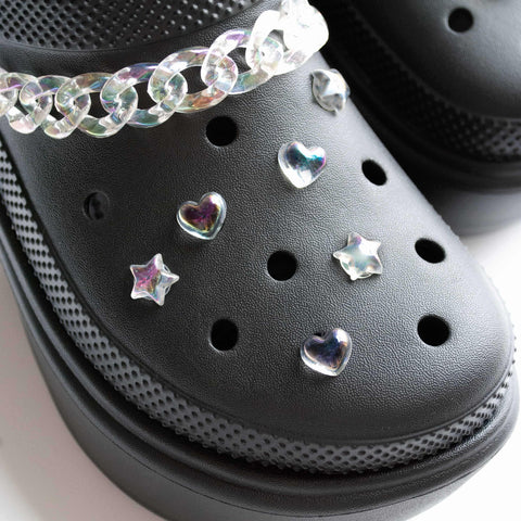 Mini Jelly Aurora Holographic Effect Shoe Charms - Hearts