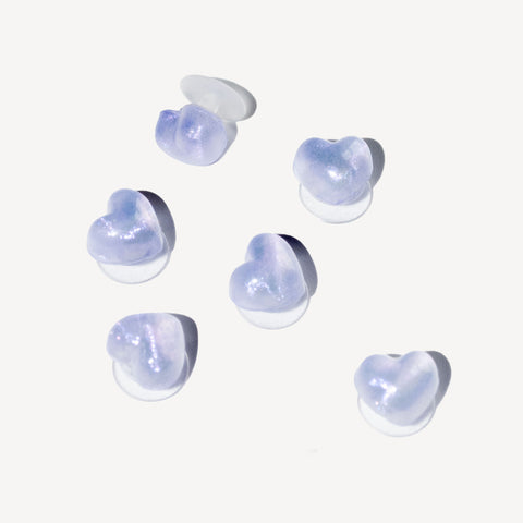 Mini Glitter Heart Shoe Charms in Purple