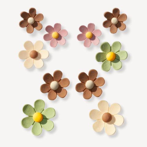 Neutral Multi Size Flowers Shoe Charms Set of 10