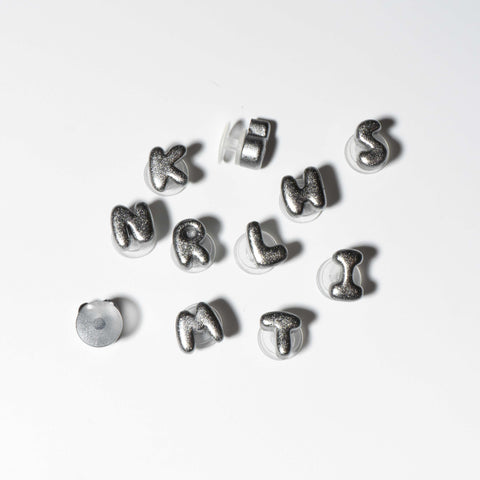 Mini Metal-Look Bubble Letter Shoe Charms