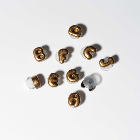 Mini Metal-Look Bubble Letter Shoe Charms