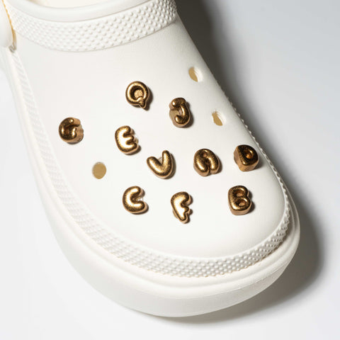 Mini Metal-Look Bubble Letter Shoe Charms