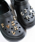 Liquid Chrome Metal Letter Shoe Charms
