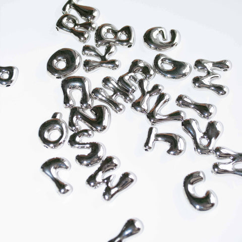 Liquid Chrome Metal Letter Shoe Charms