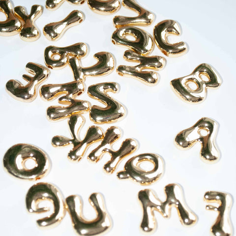 Liquid Chrome Metal Letter Shoe Charms