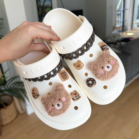 Plushy Brown Bear Shoe Charm Set | Matte Shoe Chains | Jelly Bear Set