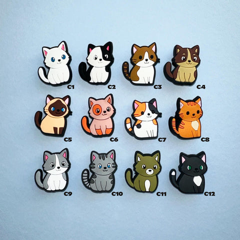 Kitty Cats Shoe Charms | Calico, Siamese, Tabby, British Shorthair, Black Cat Breeds Charm for Shoes