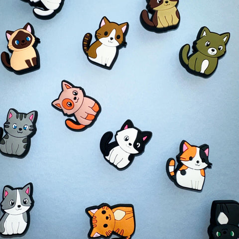 Kitty Cats Shoe Charms | Calico, Siamese, Tabby, British Shorthair, Black Cat Breeds Charm for Shoes