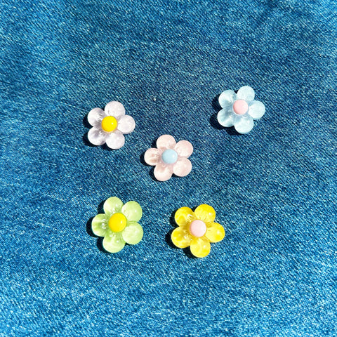 Pastel Jelly Flower Shoe Charm Set of 10 | Clear Transparent Flowers Charms Set