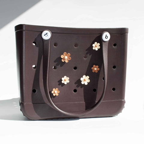 Flower Charms for Bogg Bag in Brown and Cream