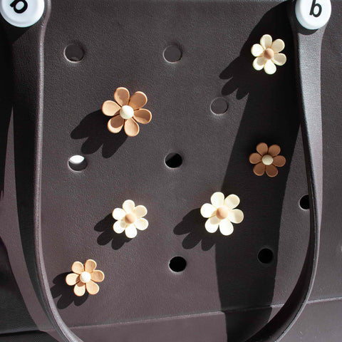 Flower Charms for Bogg Bag in Brown and Cream