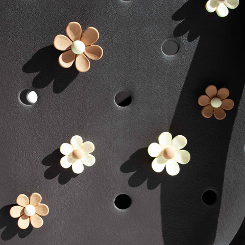 Flower Charms for Bogg Bag in Brown and Cream
