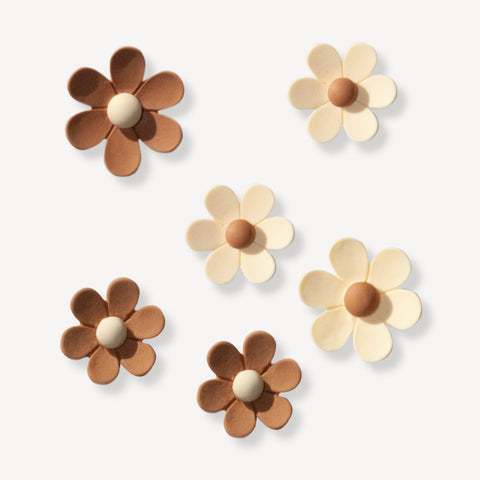 Flower Charms for Bogg Bag in Brown and Cream