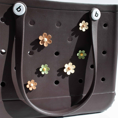 Flower Charms for Bogg Bag in Sage, Brown and Cream