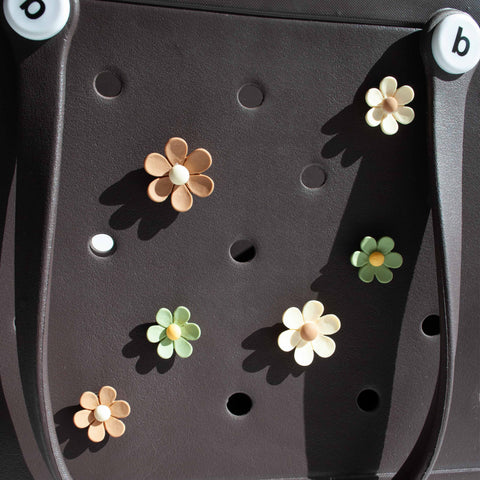 Flower Charms for Bogg Bag in Sage, Brown and Cream