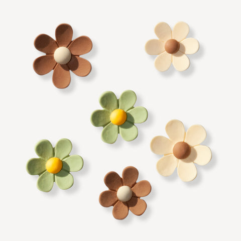 Flower Charms for Bogg Bag in Sage, Brown and Cream