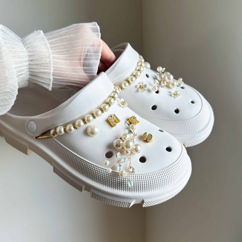 Mrs Bridal Gold and Pearl Set of Shoe Charms