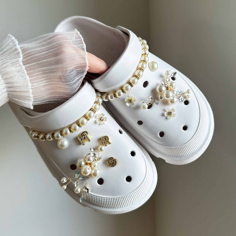 Mrs Bridal Gold and Pearl Set of Shoe Charms