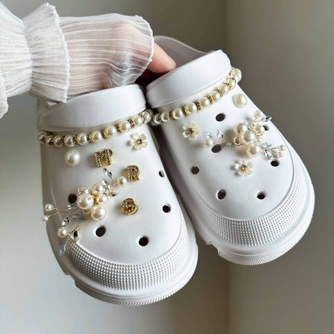 Mrs Bridal Gold and Pearl Set of Shoe Charms