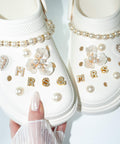 Bridal Pearl Flower Set of Shoe Charms - Mrs & Mrs
