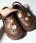 Brown and Cream Jelly Flowers Shoe Charm Set