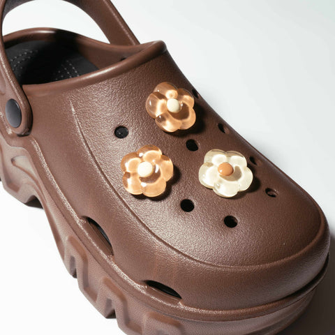 Brown and Cream Jelly Flowers Shoe Charm Set