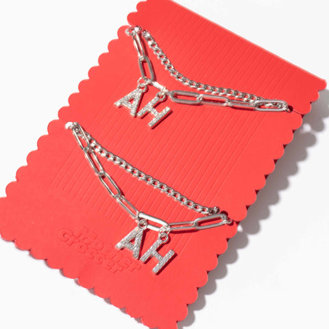 Customisable Letters on Double Strand Shoe Chains in Silver – Classic Font