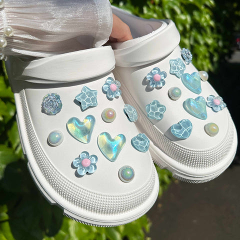Jelly Shimmer Shoe Charm Set in Blue