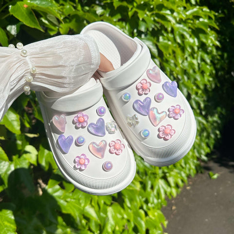 Jelly Shimmer Shoe Charm Set in Pink & Purple
