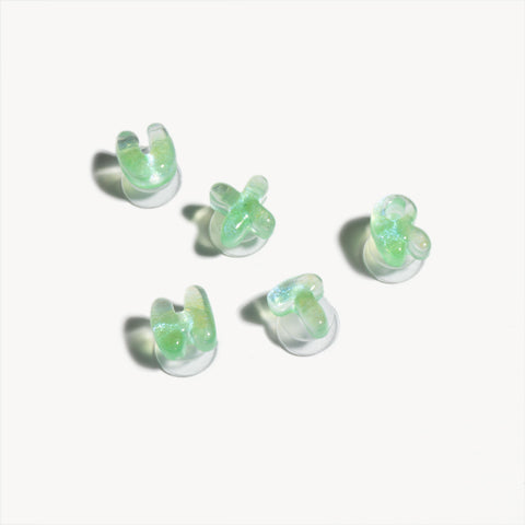 Mini Glitter Jelly Bubble Letter Shoe Charms in Green Jelly Glitter