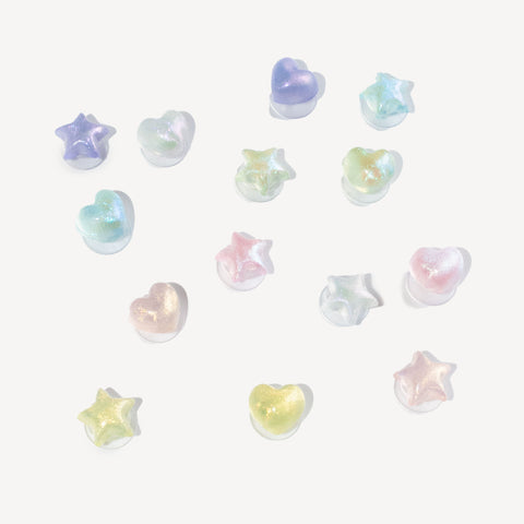 Mini Glitter Heart and Star Shoe Charms in Mixed Colours