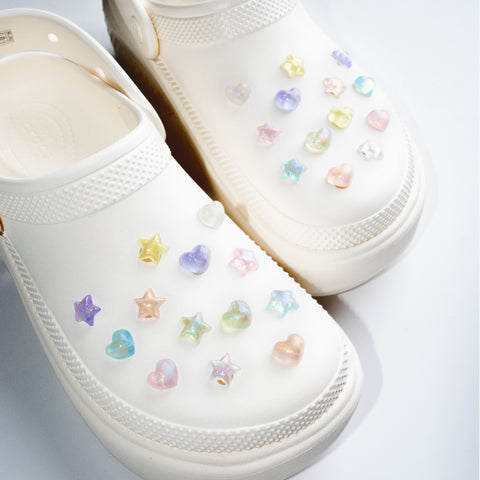 Mini Glitter Star Shoe Charms in Green