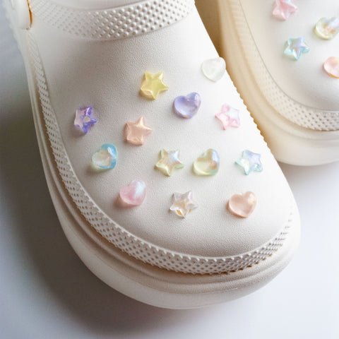 Mini Glitter Star Shoe Charms in Green