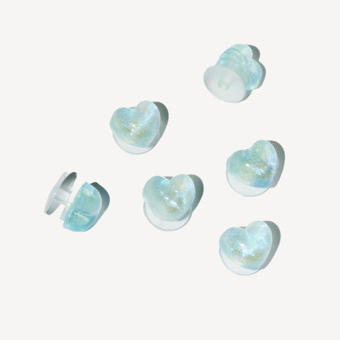 Mini Glitter Heart Shoe Charms in Blue