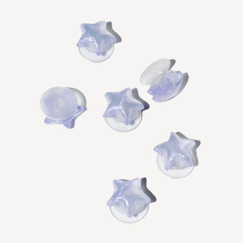Mini Glitter Star Shoe Charms in Purple