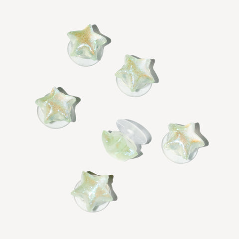 Mini Glitter Star Shoe Charms in Green