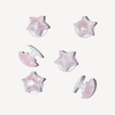 Mini Glitter Star Shoe Charms in Pink