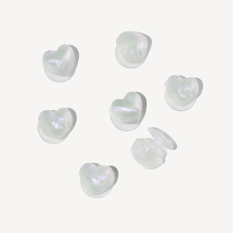 Mini Glitter Heart Shoe Charms in White