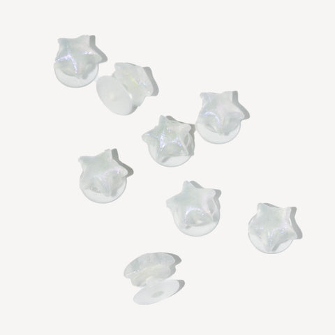 Mini Glitter Star Shoe Charms in White