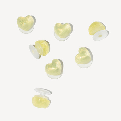 Mini Glitter Heart Shoe Charms in Yellow