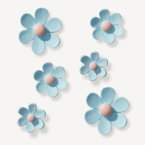 Blue Multi Size Flowers Shoe Charms Set