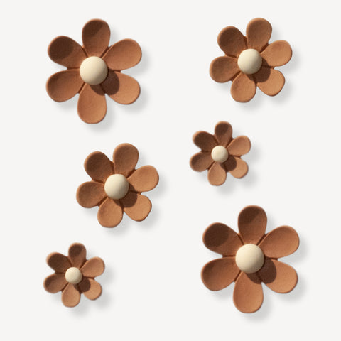 Brown Multi Size Flowers Shoe Charms Set