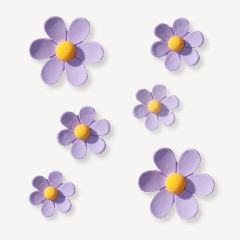 Purple Multi Size Flowers Shoe Charms Set
