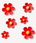 Red Multi Size Flowers Shoe Charms Set